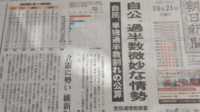 衆議院選挙話題いくつか