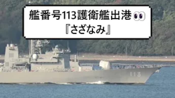 艦番号113護衛艦出港👀『さざなみ』