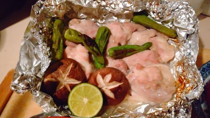 鶏肉のホイル蒸し と 鮭と大葉の混ぜご飯