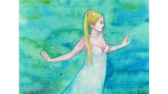 絵画販売・水彩画・原画「海のバレリーナ」