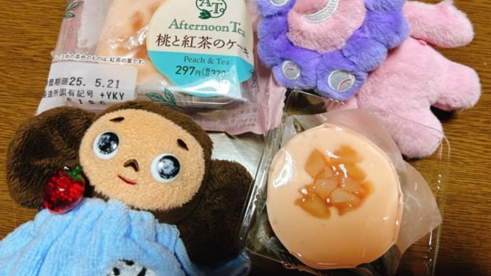 桃と紅茶のケーキ( ´ ▽ ` )