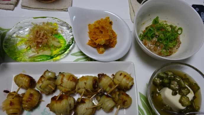今夜は太刀魚の干物 梅しそ巻き♪