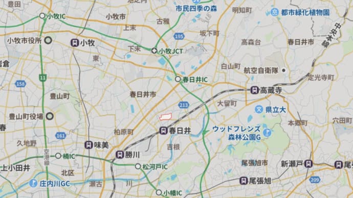 春日井市関田町と名古屋市西区比良の地図