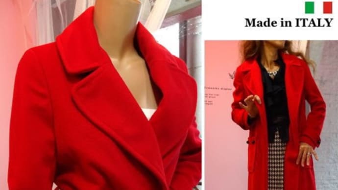 トールサイズ。イタリア製インポート ロングコート。赤／黒／グレー ひざ丈〜ひざ下 カッコいいデザイン