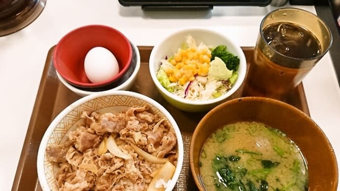 すき家(新川永代橋店)牛丼ランチセット(並盛)+いわしつみれ汁に変更(2022年1月27日)