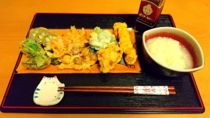 春野菜の天ぷらとTHE軽井沢ビール２種類