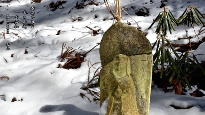 雪の山道古石仏