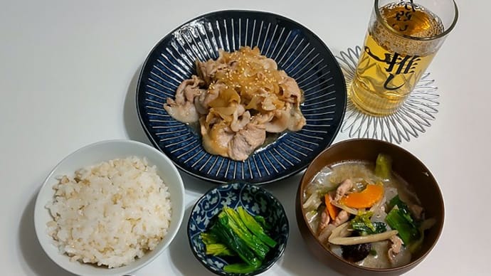 2月29日　豚の生姜焼き定食＆鮭おにぎり定食de休肝日。