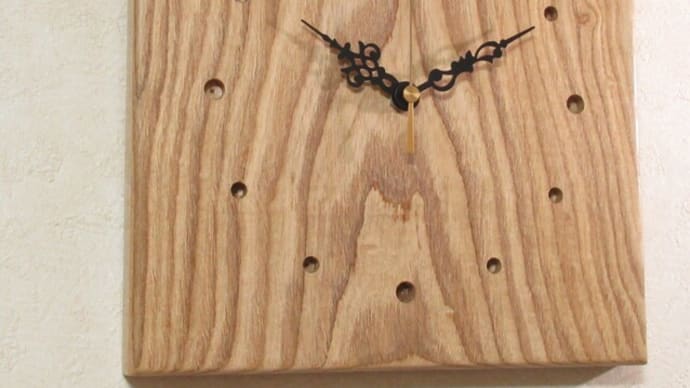 新作作品　天然木【タモ】木製掛け時計