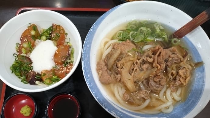 【鳴門うどん】鶏ごぼううどんと関ぶり丼。