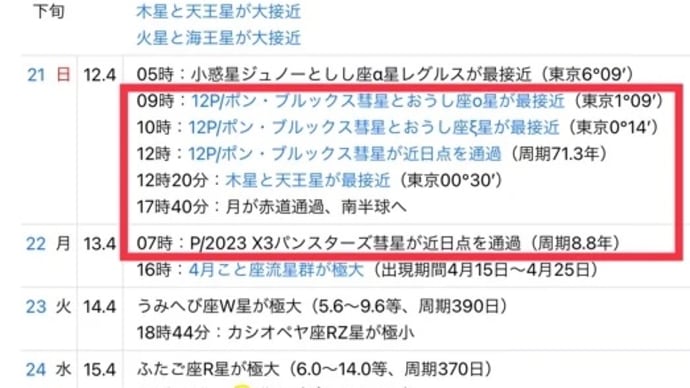 【ポン・ブルックス彗星】通称「デビル彗星」4月21日70年ぶりにやってくる〜1954年の出来事は「要チェックや〜!」〜