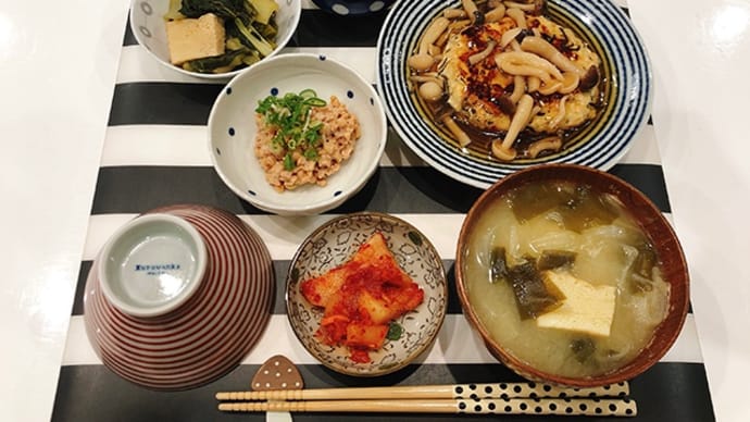 きのこあんかけの豆腐ハンバーグで夜ごはん