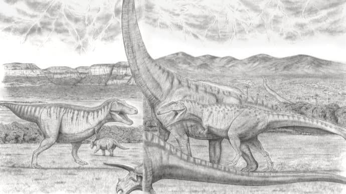 （全ての恐竜好きに）　『バトル・ビヨンド・エポック』 其の十二　T-レックス と ギガノト ✴ 獣脚類恐竜の両頭　『⚡雷鳴⚡‼ 巨竜の大陸』　≪画質改善版≫