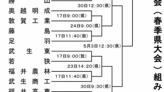春の北信越福井県大会組み合わせ展望2022年春