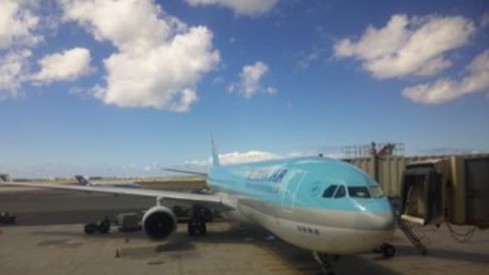 青いコリアンエアー飛行機
