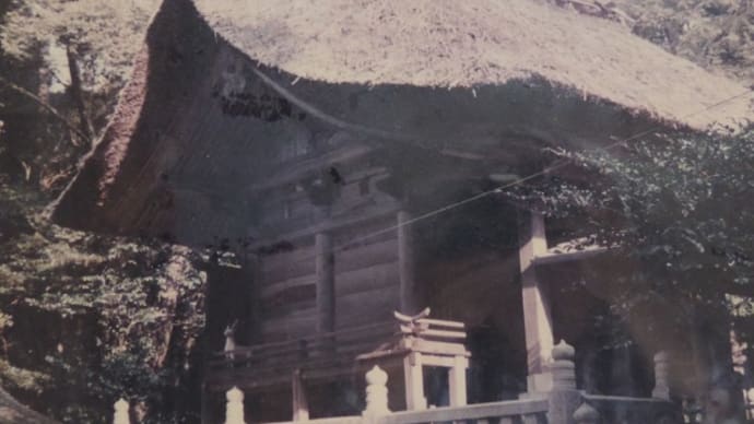 草葺き屋根社殿の箕甲