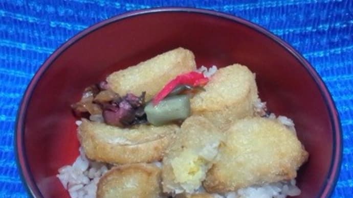 熊本県産辛子蓮根フライで昼食、ツーンときたっ!><