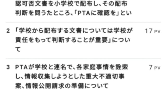 【日記】ブログ閲覧状況(人気順)の変化 〜 PTA関係に人気あり