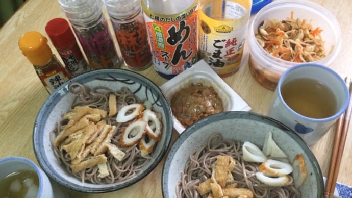 ぶっかけ蕎麦(^.^)納豆キムチもやし