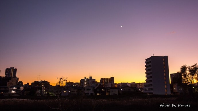 2020/12/17　南西の低空で三日月と木星、土星が大接近