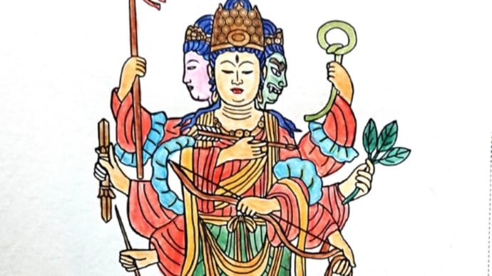 『時間を忘れて 仏さまの塗り絵』摩利支天様