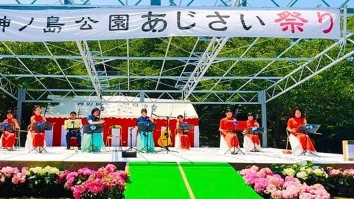 「あじさい祭り」で演奏させて頂きました~菜ノ花二胡アンサンブル~