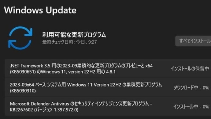 Windows 11 Release Preview チャンネルに 累積更新(KB5030310) が配信されてきました。