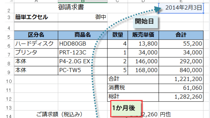excel 来月末の日付を自動で入力するには