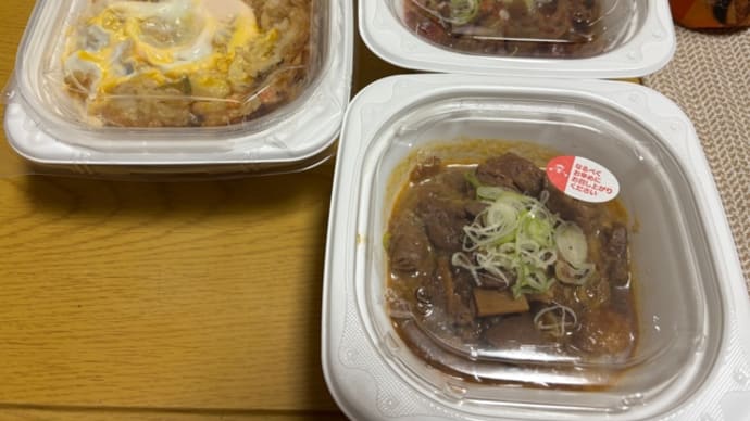かき揚げ丼とパンチの晩ゴハン。