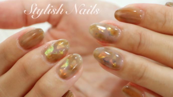 秋色ネイルとオーロラフィルム Jna認定ネイルサロン神戸住吉 スタイリッシュネイルズ
