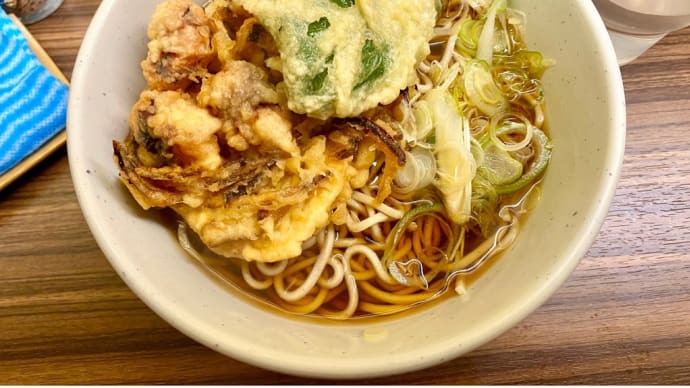 【新店】立ち食い蕎麦 酒処 稜(綾瀬)ゲソ天そば+ピーマン天+穴子天