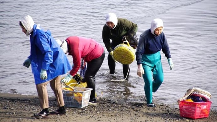 海女漁を終えて