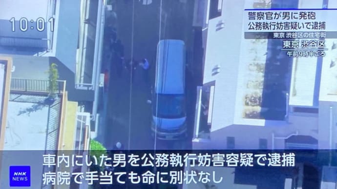 東京でクソ外道がワゴン車で警官を轢き殺そうとしやがり、警官が拳銃で反撃
