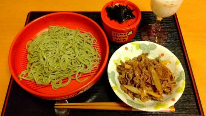 茶そばと亀萬酒造のにごり原酒