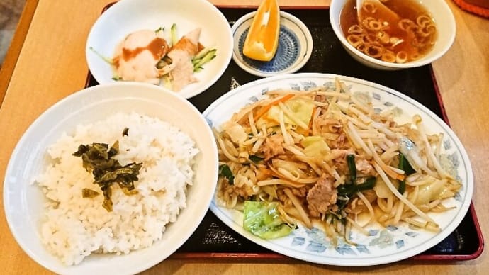 新川大勝軒飯店で日替り定食（肉野菜炒め）（2019年9月3日）