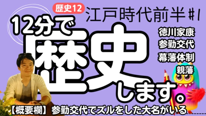 【中学歴史 12-1】 江戸時代 前半 【徳川家康 参勤交代 親藩】 テスト対策 受験対策