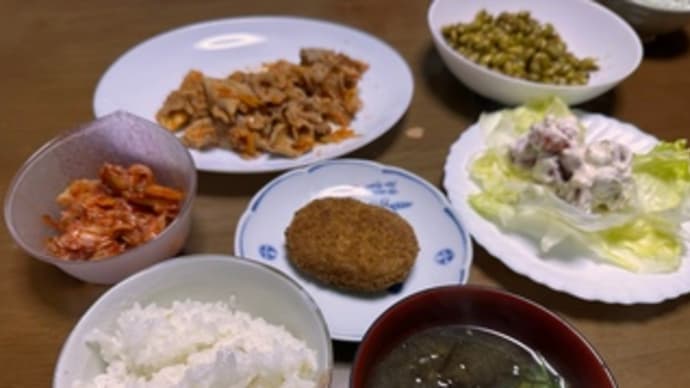 今日の夕ご飯（豚キムチ）