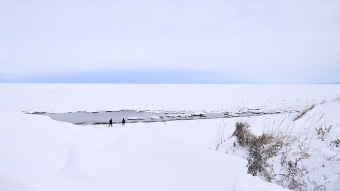 薄曇りの流氷