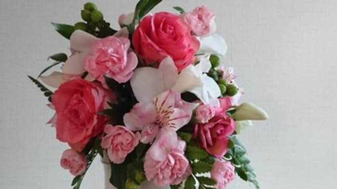 玄関にお花
