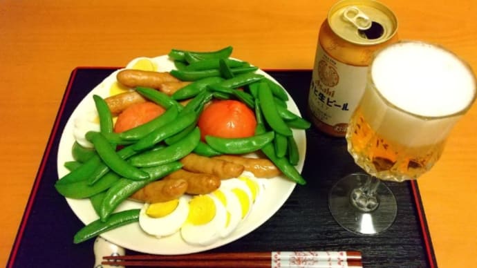 夕食とアサヒ生ビールマルエフ