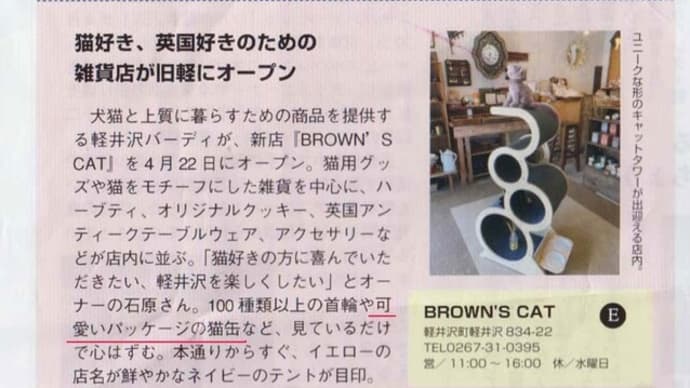 旧軽井沢　猫雑貨店　「BROWN'S CAT」