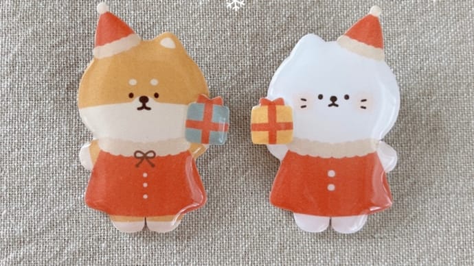 わんにゃんサンタブローチ