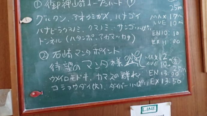 本日のダイビングログ