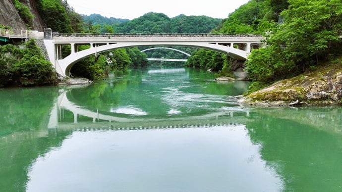 信濃十名勝「山清路」の風景&耐震工事後の旧山清路橋