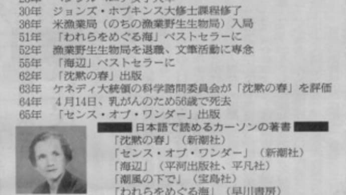 沈黙の春・・・レイチェル・カーソン生誕百年・・続き