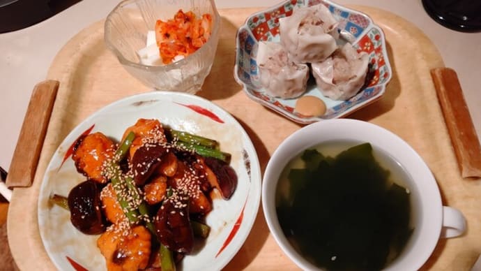 秋鮭と椎茸の甘酢炒め と 今朝の空