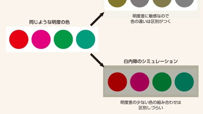 一般の人、高齢者に区別しづらい色の組み合わせ