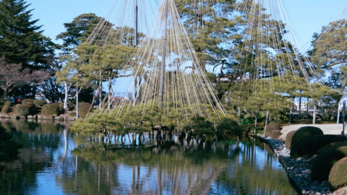 ●２月の兼六園　暖冬で雪無しでした。　国立工芸館　夕陽