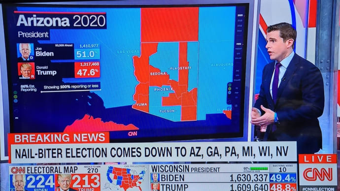〔アメリカ大統領選挙2020〕激戦州が一転バイデン優勢に!ペンシルベニア州の結果を待たずに270人獲る勢い