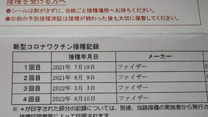 新型コロナウイルスワクチン接種 5回目打っています